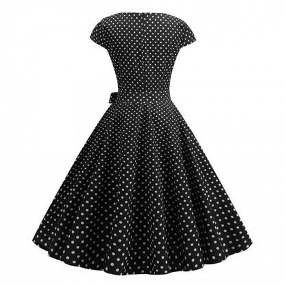 Damen Swingkleid Punkte Elegante Taillierung Norvielle