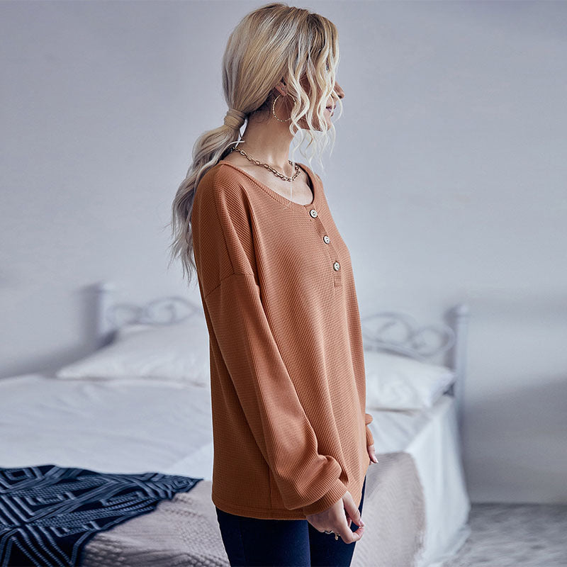 Damen Pullover mit Knöpfen und Struktur Norvielle