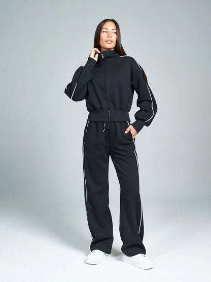 Damen Sportanzug Stehkragen Weite Hose Norvielle