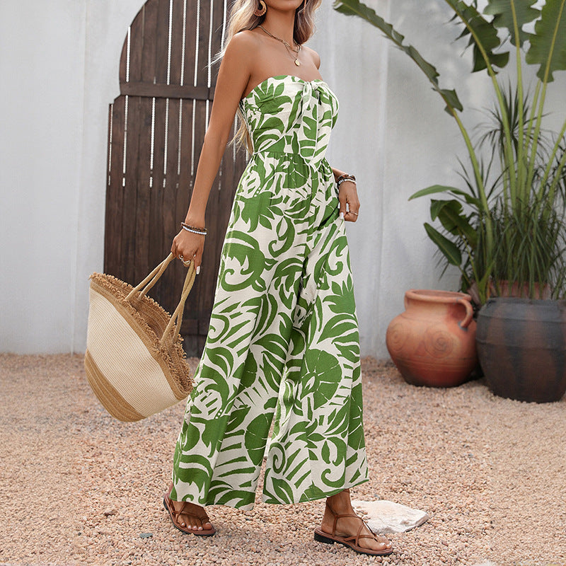 Damen Maxi-Kleid Rüschen-Design Bindedetail Norvielle