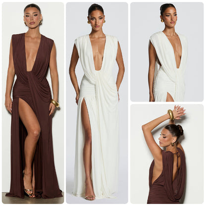 Damen Wickelkleid V-Ausschnitt Geraffter Rock Norvielle - Norvielle