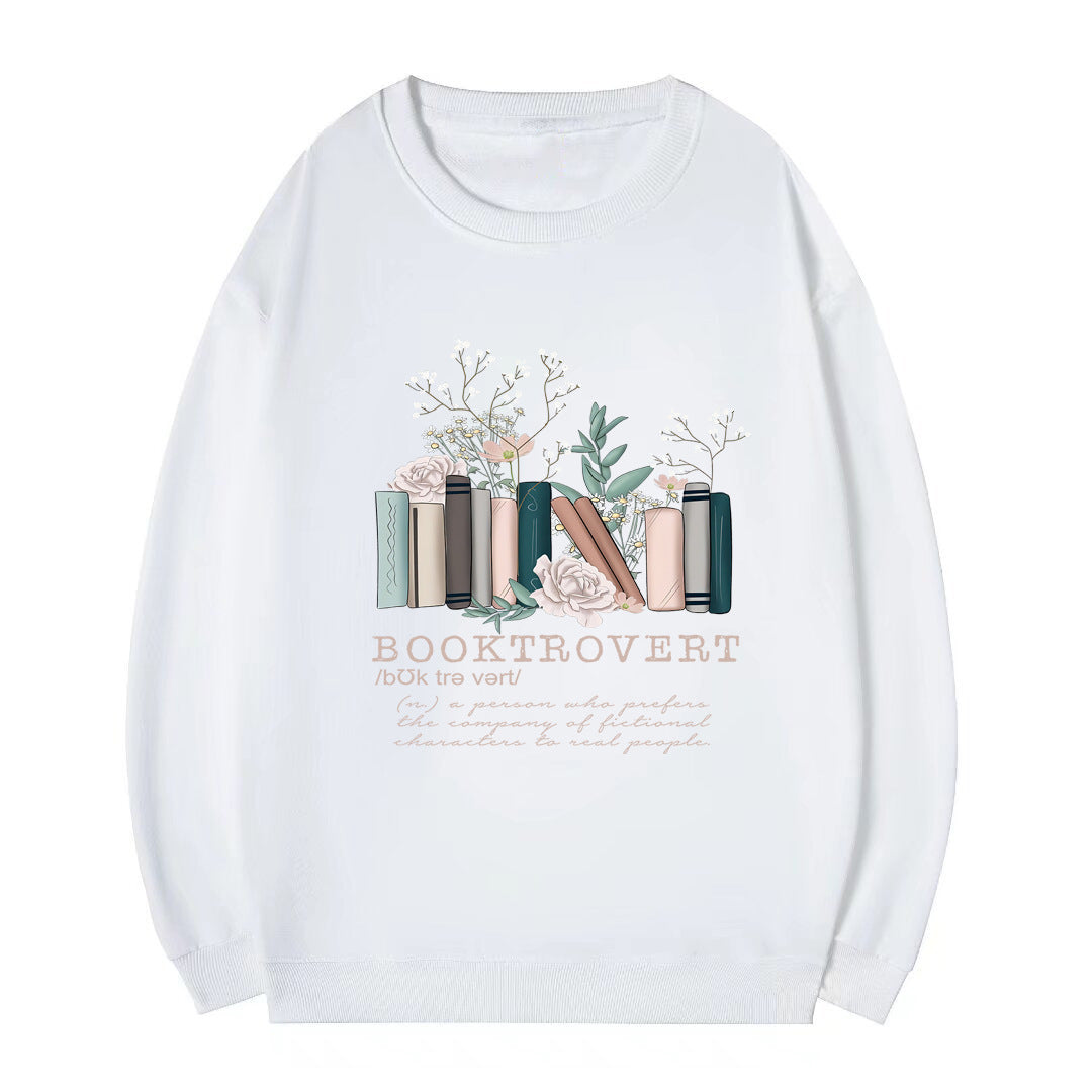 Damen Sweatshirt Bücherdesign Weiß