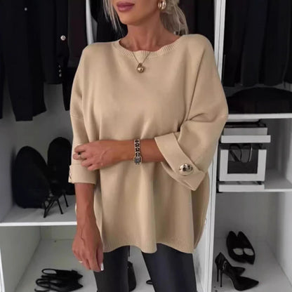Damen Oversized Pullover mit Knopfdetails Elegantes Design Norvielle