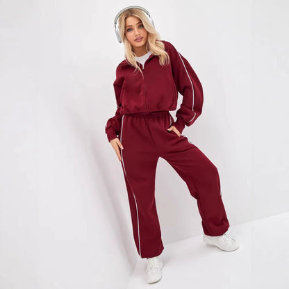 Damen Sportanzug Stehkragen Weite Hose Norvielle - Norvielle