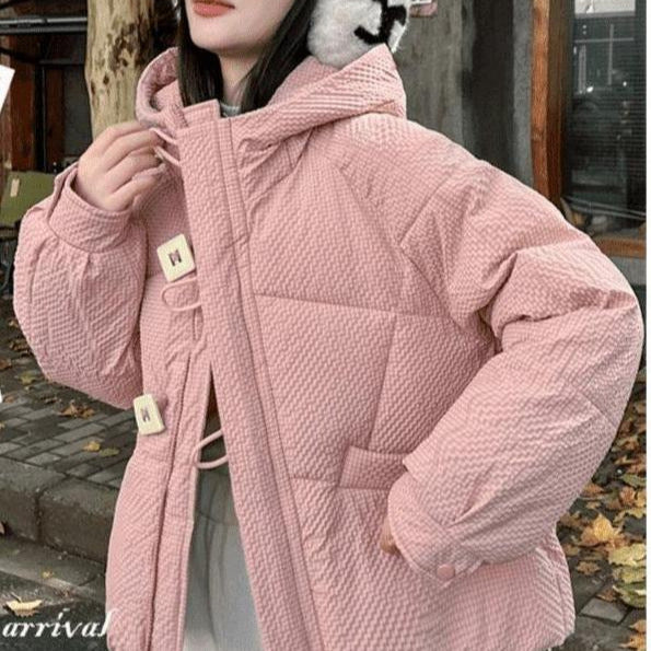 Damen Winterjacke Puffy Mit Kapuze Dekorative Knöpfe Norvielle - Norvielle