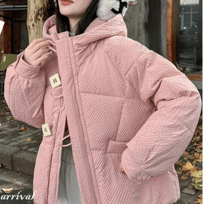 Damen Winterjacke Puffy Mit Kapuze Dekorative Knöpfe Norvielle - Norvielle