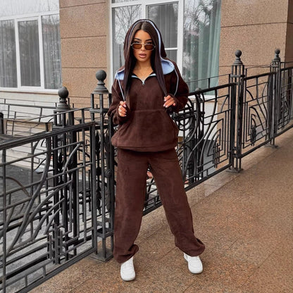 Damen Fleece-Jogginganzug Hochkragen Kordelzug Norvielle - Norvielle