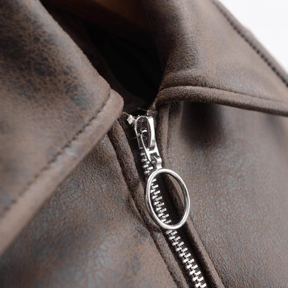 Damen Cropped Kunstlederjacke mit Taschen