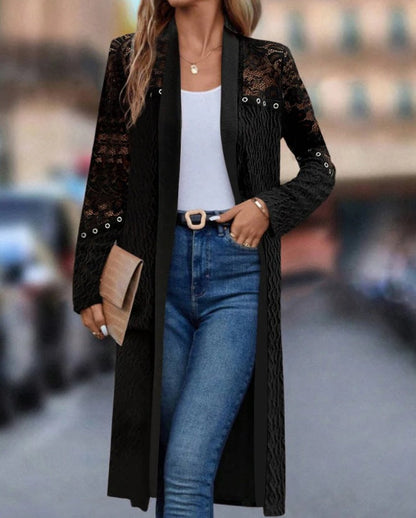 Damen Longjacke Spitzen-Design