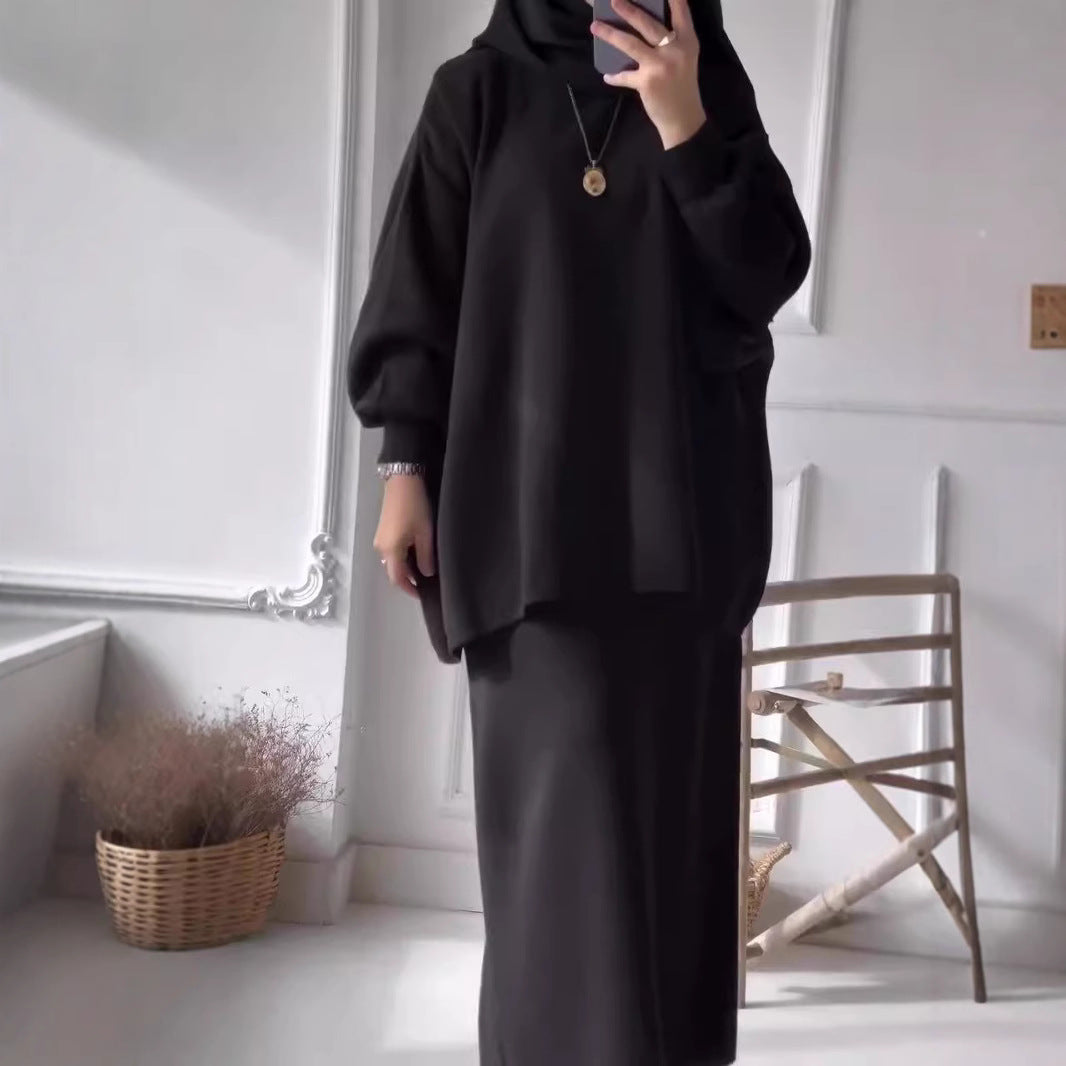 Damen Elegantes Two-Piece Set Asymmetrisch Voluminöse Ärmel