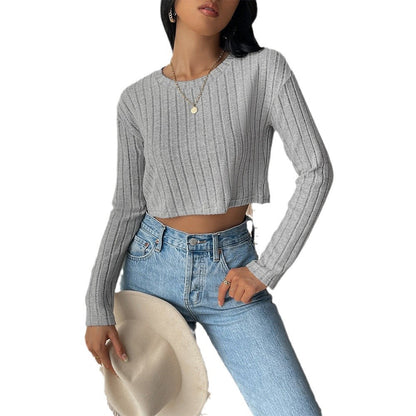 Damen Pullover Feine Rippstruktur Länge Mit langen Ärmeln Beige