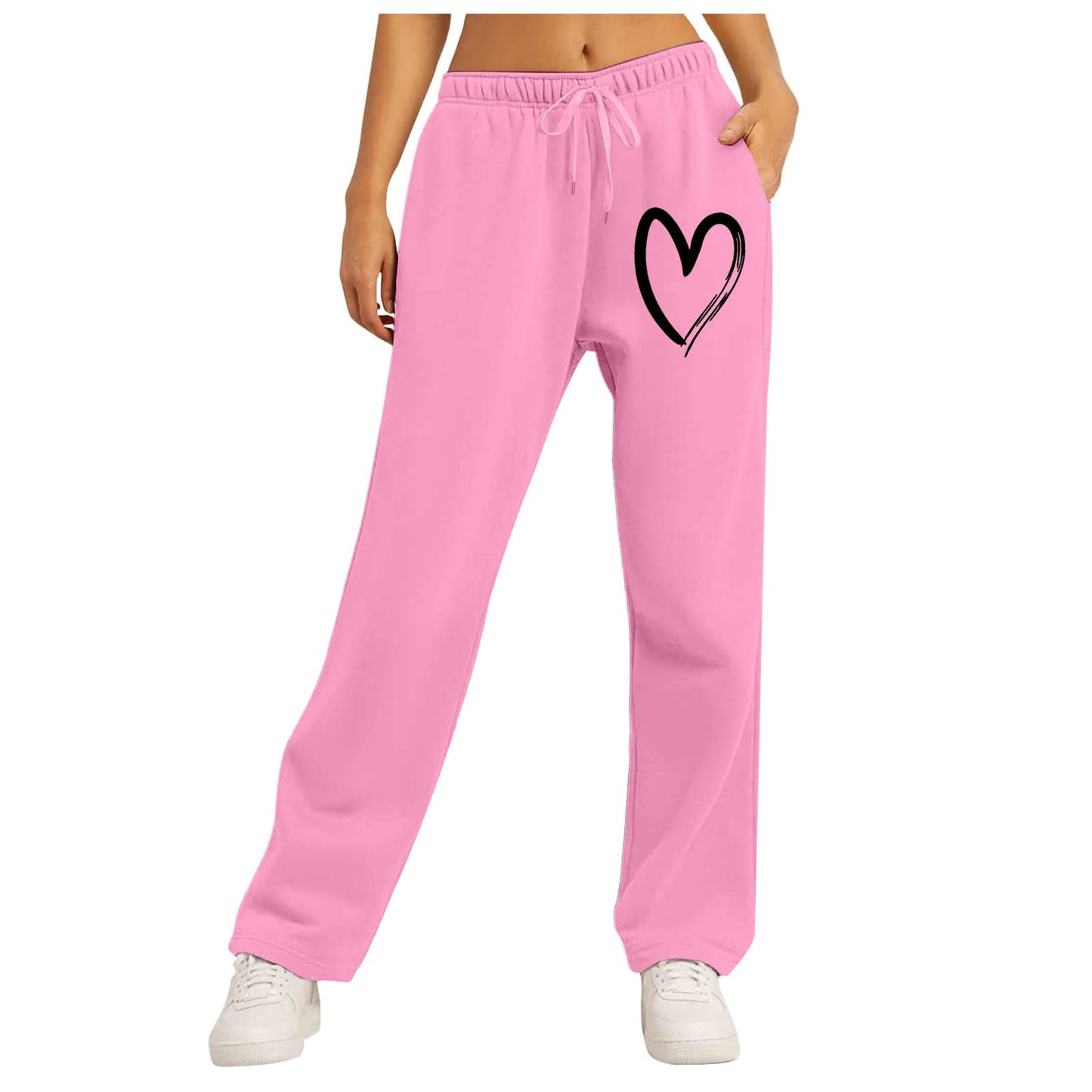 Damen Freizeithose Elastischer Bund Herzmotiv Norvielle