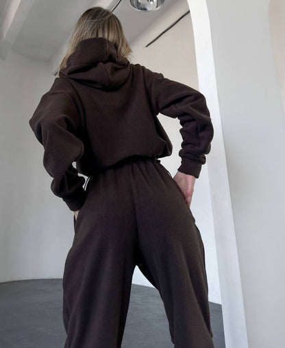 Damen Fleece-Jumpsuit mit Kapuze Elastischer Bund Norvielle