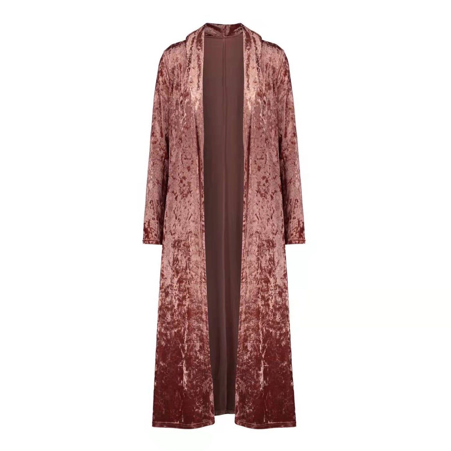 Damen Samt-Cardigan Offene Front Lässiger Schnitt
