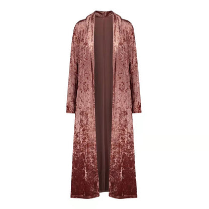 Damen Samt-Cardigan Offene Front Lässiger Schnitt