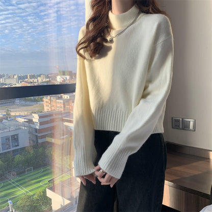 Damen Crop-Pullover Hochgeschlossener Kragen Norvielle