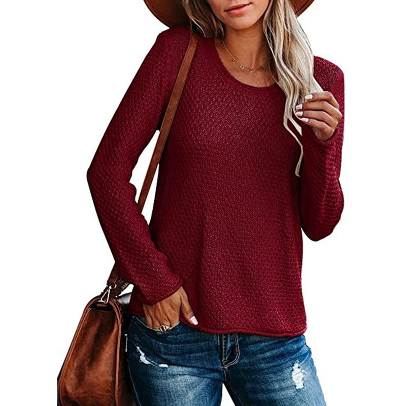 Damen Strickpullover Lässig Strukturierter Look