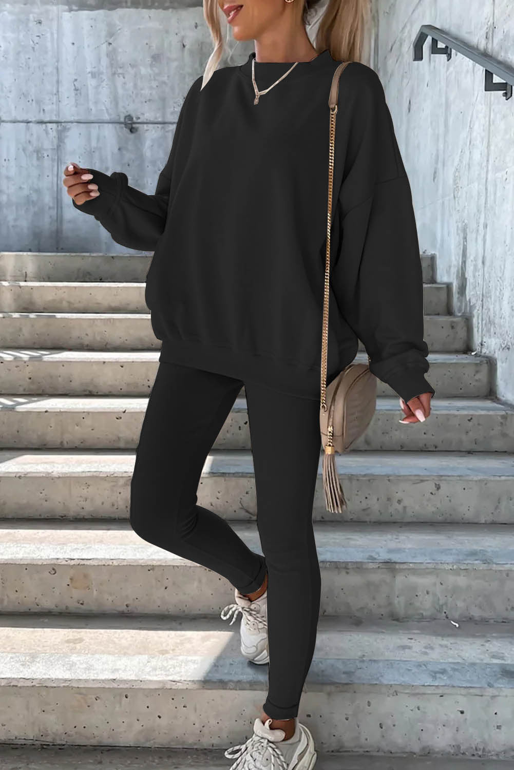 Damen Oversized Sweatshirt Set mit engen Leggings Norvielle