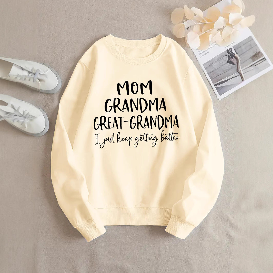 Damen Sweatshirt Kreativer Familienaufdruck Bequem Grün Norvielle
