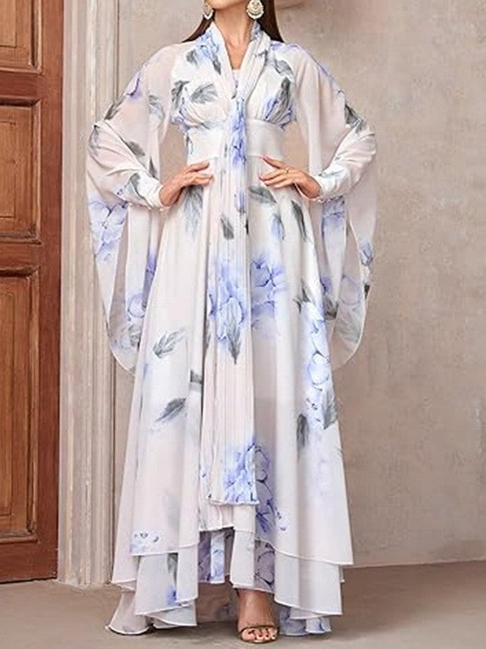 Damen Maxikleid Florales Design mit Volants