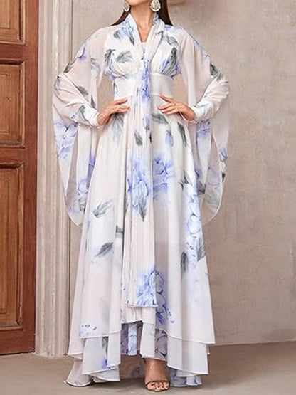 Damen Maxikleid Florales Design mit Volants