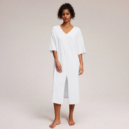 Damen Midikleid V-Ausschnitt Seitenschlitz Norvielle - Norvielle