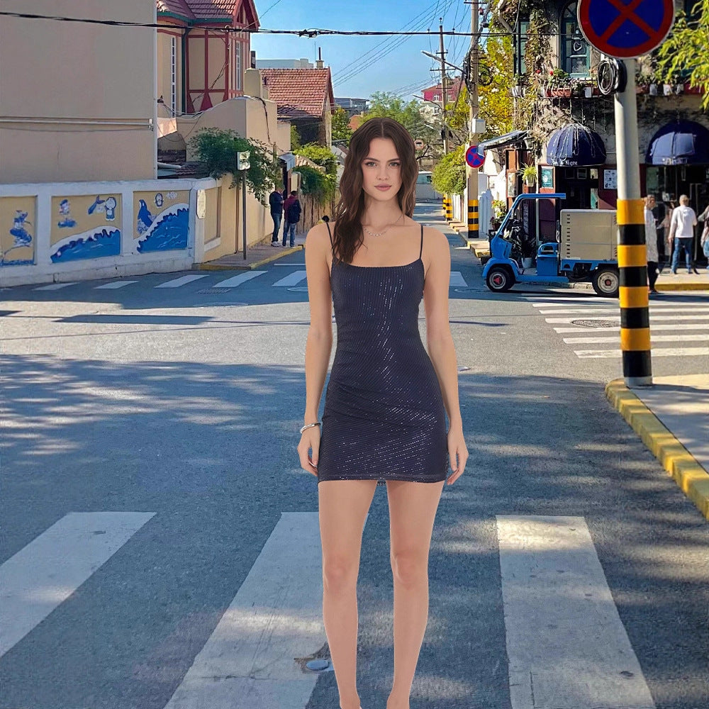 Damen Kleid mit Paillettenbesatz Figurbetonter Schnitt