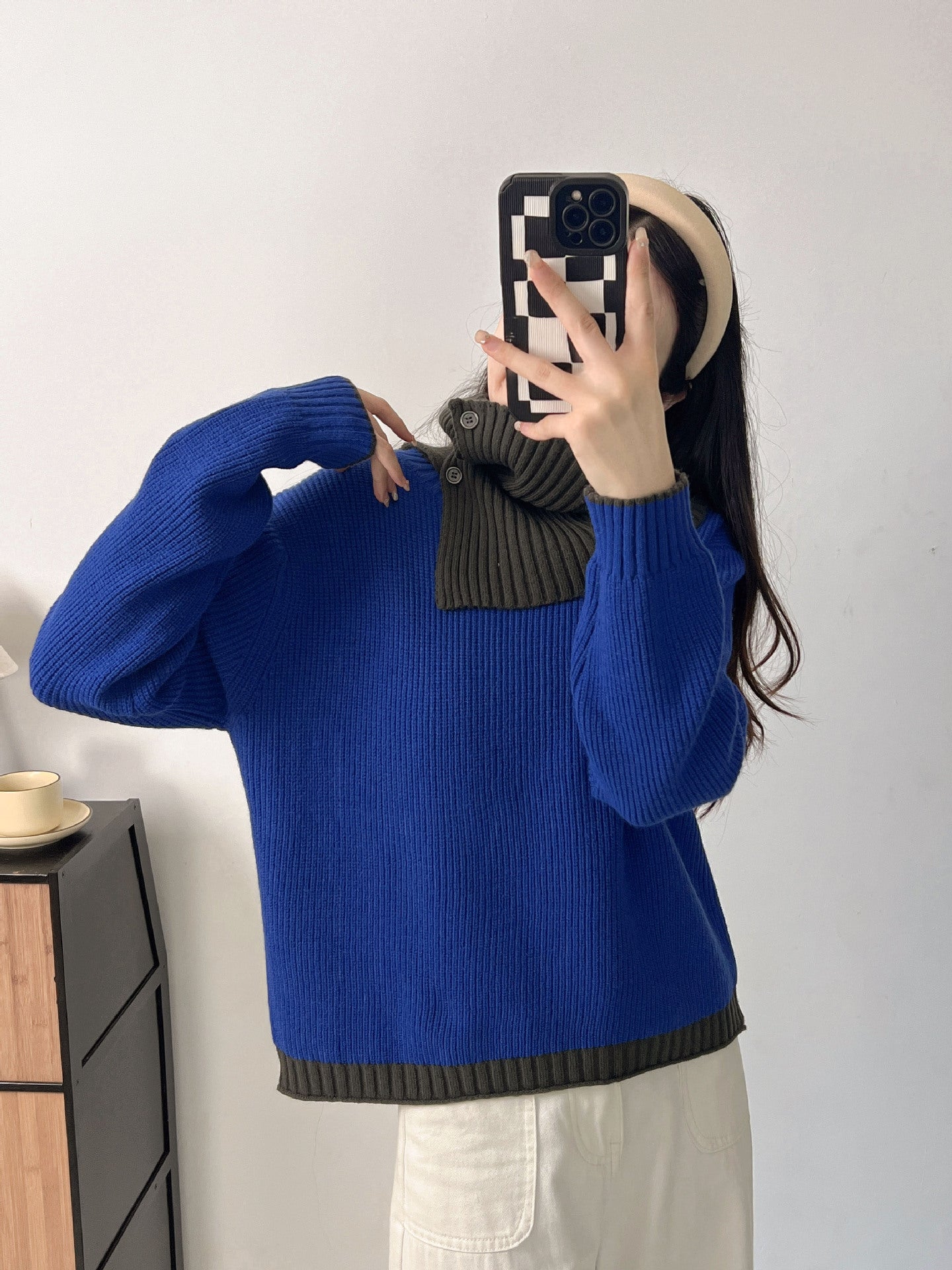 Damen Strickpullover Mit Kragen Und Knöpfen Norvielle
