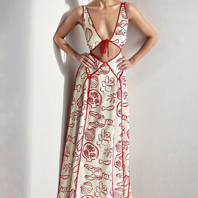 Damen Maxikleid Cut-Out-Design Verstellbare Träger Norvielle