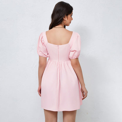 Damen Freizeitkleid Puffärmel Elegantes Raffung Norvielle