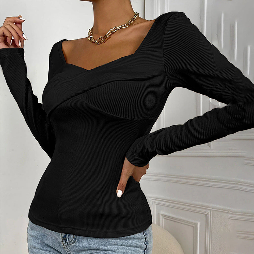 Damen Langarm-Bodysuit Wickel-Design Norvielle