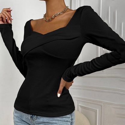 Damen Langarm-Bodysuit Wickel-Design Norvielle