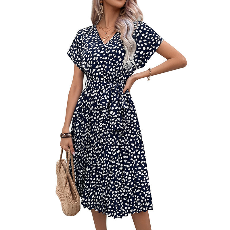 Damen Wickelkleid mit Punktmuster Tailliert
