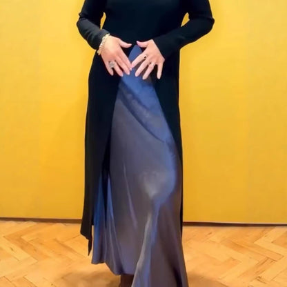 Damen Maxi-Kleid Elegantes Design Raffinierter Seitenschlitz