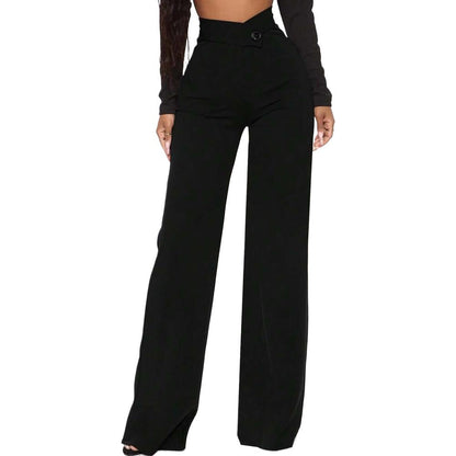 Damen High-Waist Hose Weite Passform Elegant Gürtel