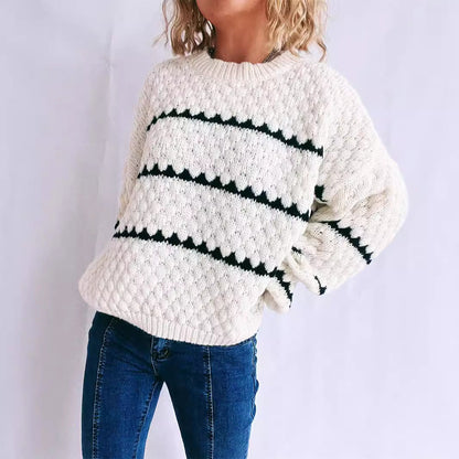 Damen Pullover Grobgestrickt Lässiger Schnitt Norvielle