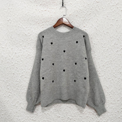 Damen Pullover Herzmotiv Lässig Norvielle