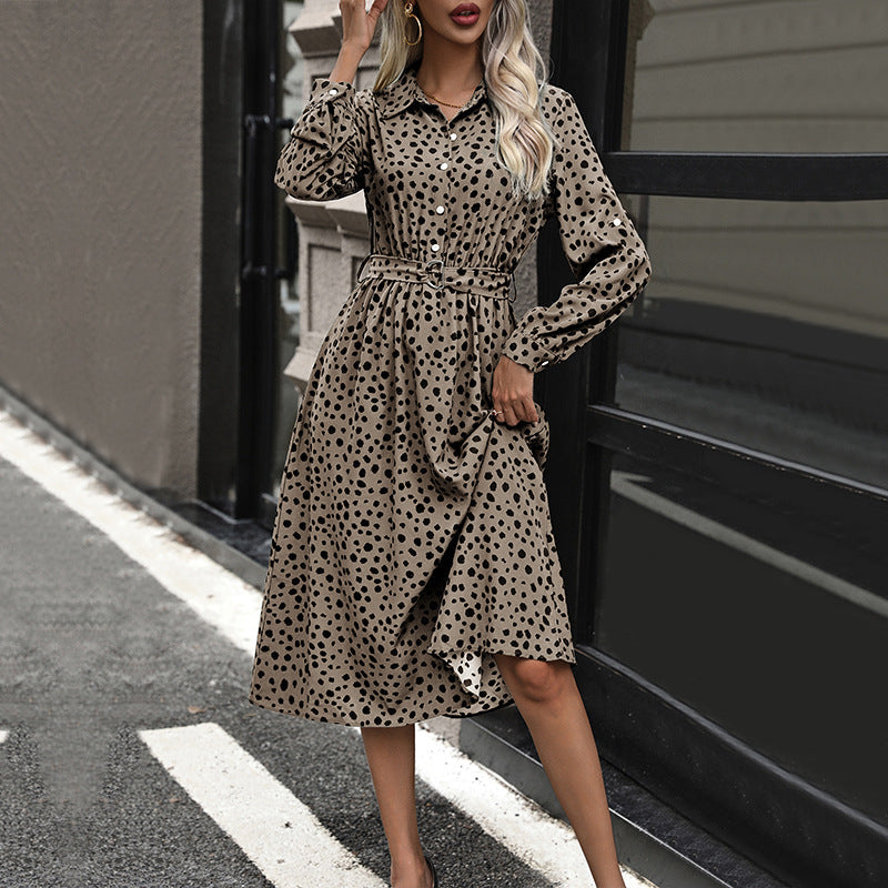 Damen Hemdblusenkleid Tailliert Punkte Norvielle - Norvielle