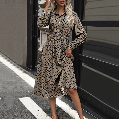 Damen Hemdblusenkleid Tailliert Punkte Norvielle - Norvielle