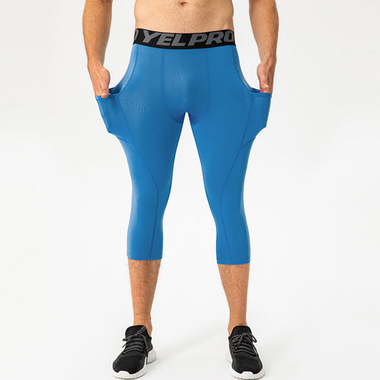 Herren Sport-Kompressionshose Atmungsaktives Mesh Mit Taschen Schwarz - Norvielle