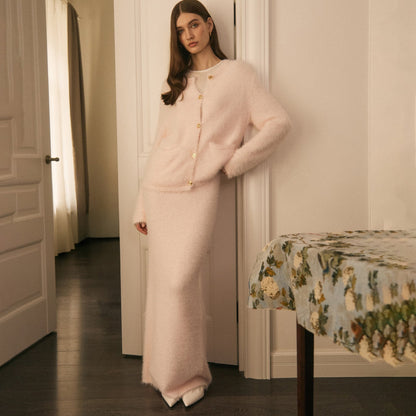 Damen Strickensemble mit Knöpfen Elegantes Design Norvielle