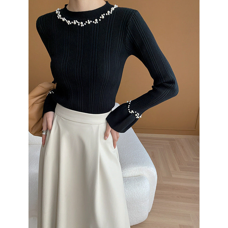 Damen Strickpullover mit Perlen-Details und langen Ärmeln Norvielle - Norvielle