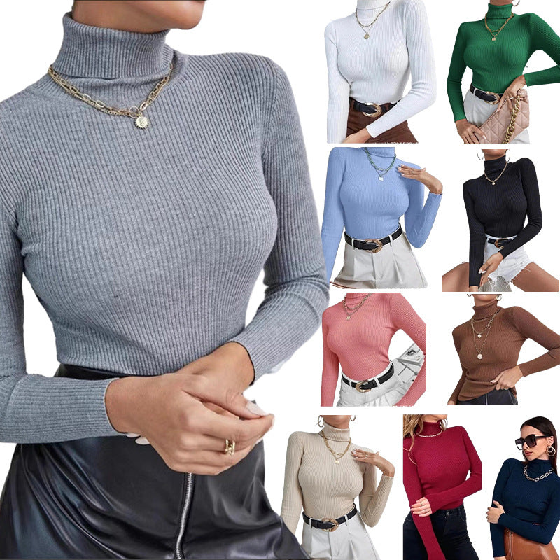 Damen Rollkragenpullover Rippstruktur Langarm Norvielle - Norvielle
