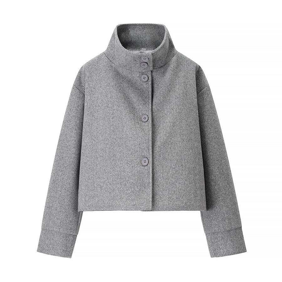 Damen modische Jacke Stehkragen Knopfdetails Norvielle