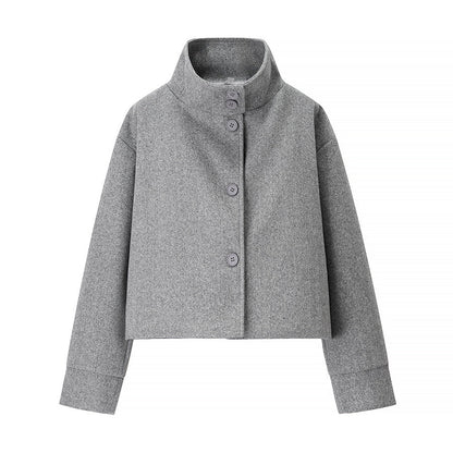 Damen modische Jacke Stehkragen Knopfdetails Norvielle