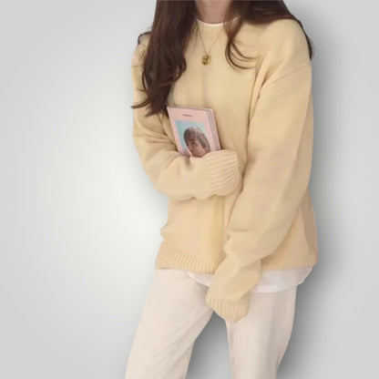 Damen Pullover Weite Passform Langärmlig