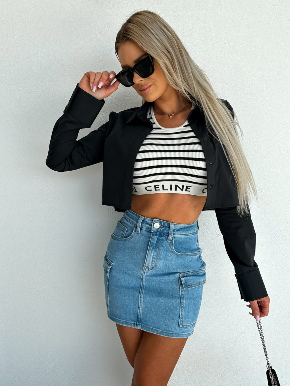 Damen Jeansrock Mit Taschen Modern