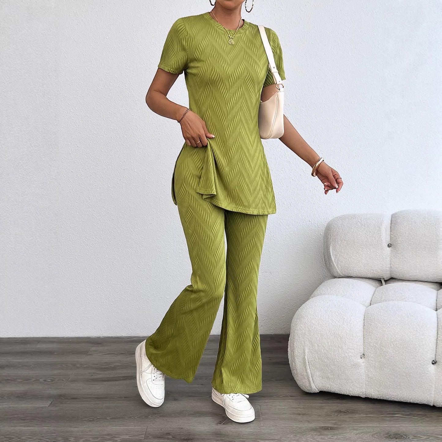 Damen Leggings-Set Weiches Oberteil Strukturiert