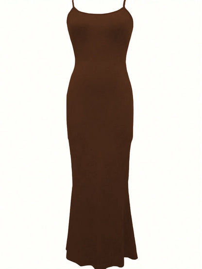 Damen Maxikleid schmale Träger fließend Norvielle