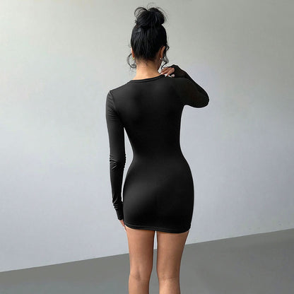 Damen Minikleid Figurbetont Cut-Out-Design Langarm